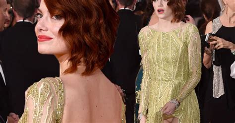 Oscars Red Carpet Looks Emma Stone Flashes Her Nude Underwear By Accident Mirror Online