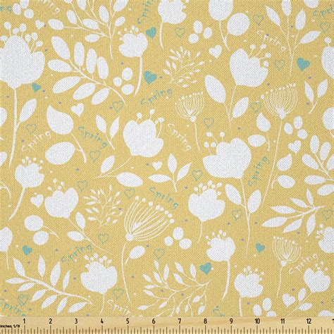 Ambesonne Botanical Fabric By The Yard Microfiber Hibiscus Exotic