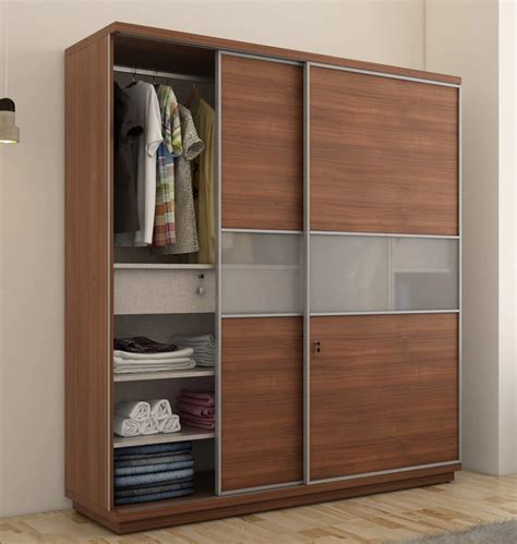 Doors Brown Wooden Sliding Wardrobe With Locker At Rs Piece In