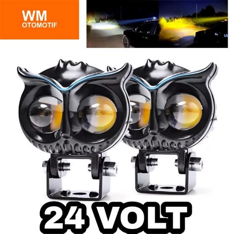 Jual Lampu Tembak Sorot 24 Volt 2 LED OWL Superbright Mini Driving Lens