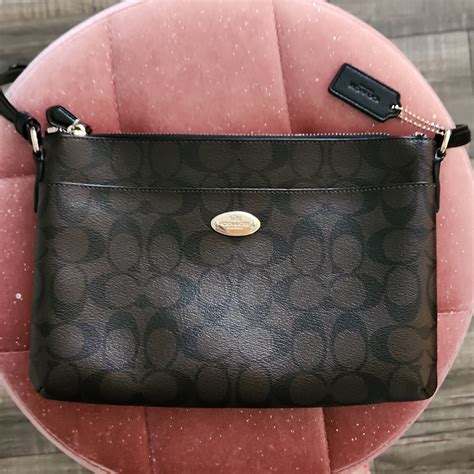 Coach Crossbody Dark Brownblack Purse Gem