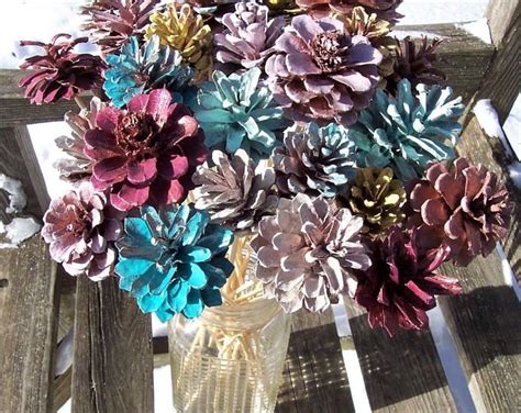 Fall Pine Cone Flowers ONE DOZEN ORIGINAL On 12 Inch Stems