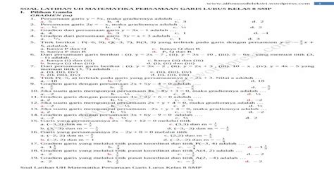 Soal Latihan Uh Matematika Persamaan Garis Lurus  · Soal Latihan Uh Matematika Persamaan Garis