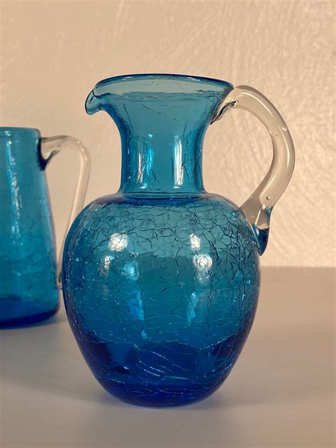 Pilgrim Blue Crackle Glass Vases Set Of 4