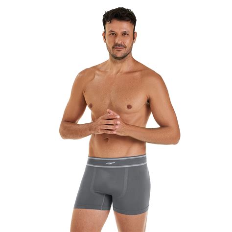 Cueca Boxer Cós Listrado Sem Costura Cinza