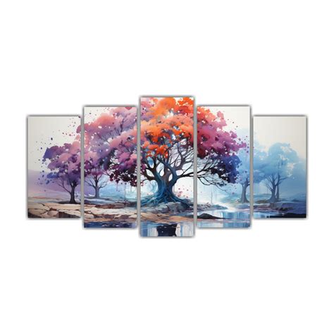 Pintura Abstracta De árbol Tropical En Colores Turquesa Y Azul Para