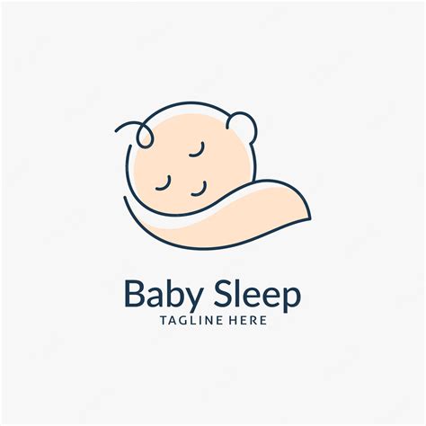 Premium Vector Sleeping Baby Logo Design In Line Art Style