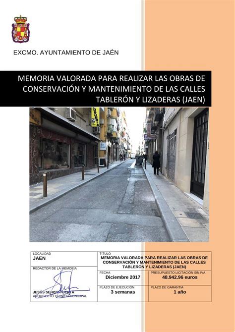 Pdf Memoria Valorada Para Realizar Las Obras De Conservaci N Y