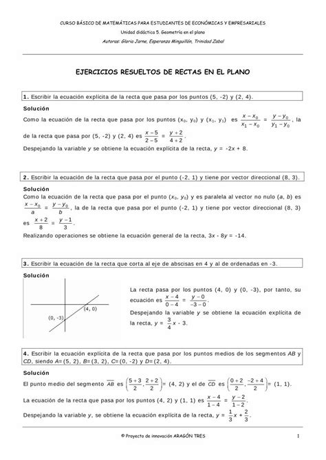 PDF EJERCICIOS RESUELTOS DE RECTAS EN EL PDF FileEJERCICIOS