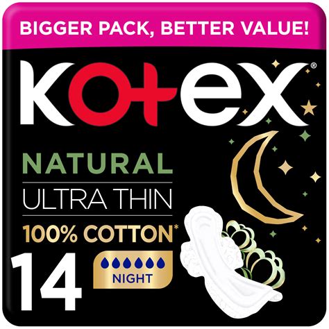 Kotex Ultra Natural Night 14 Pcs absorbent protection feminine hygiene ...