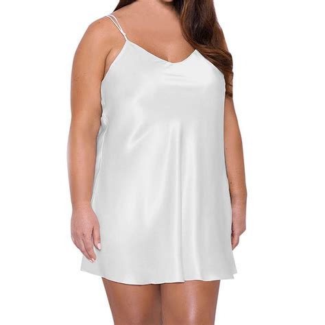 Plus Size Women Sexy Lingerie Satin Silk Slip Dress Babydoll Nightgown Sleepwear EBay