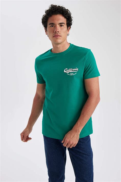 Grün Herren Slim Fit T Shirt Aus Baumwolle 2803264 Defacto