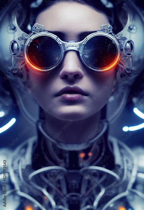 Portrait of a fictional beautiful cyberpunk fashionista wearing ...