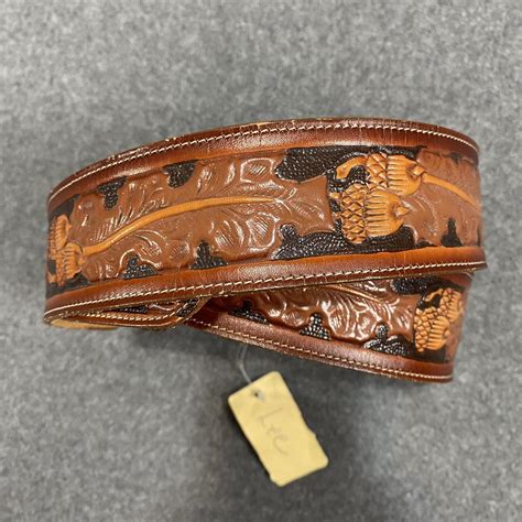 Vintage Western Belt 80s Tony Lama Acorns And Oak Depop