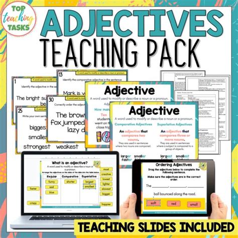 Adjectives Teaching Pack Grammar Print And Digital Activities Top