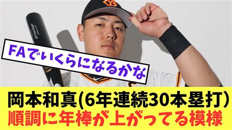 【巨人】岡本和真6年連続30本塁打）順調に年棒が上がってる模様 【プロ野球反応集】【5chスレ】 Youtube