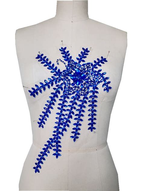 Zbroh Handmade Royalblue Sew On Rhinestones Applique Crystal Patches