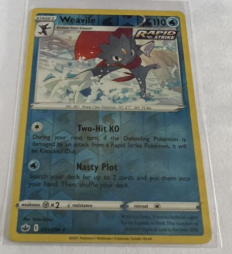 Weavile Reverse Holo Rare Chilling Reign Ebay