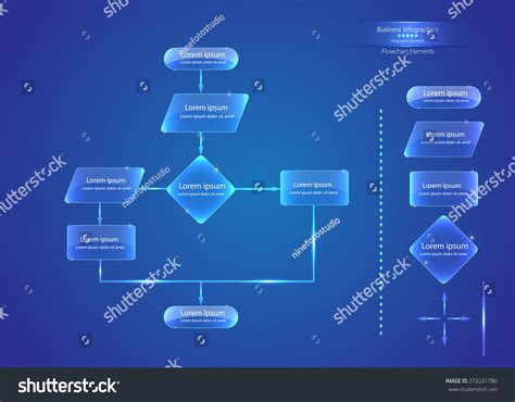 Flow Chart Elements Organization Chart Infographics Abstract Blue