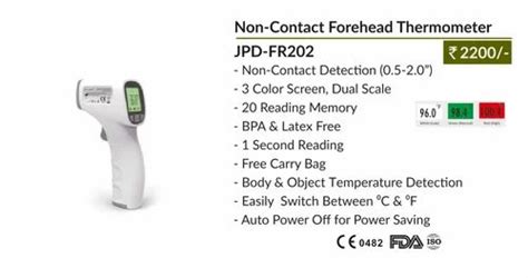 Non Contact Forehead Thermometer JPD-FR202 at Rs 2200 | SURGICALS in ...