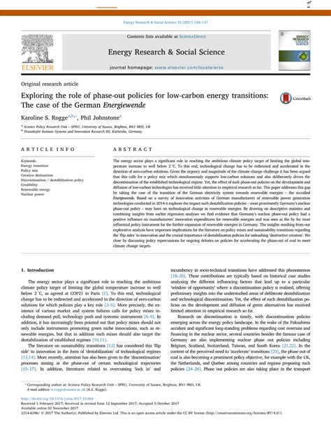 Exploring The Role Of Phase Out Policies For Low Carbon Energy