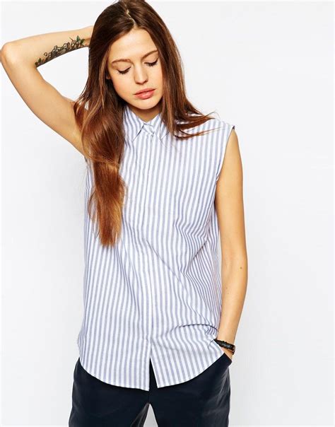 Asos Chemise Rayée Sans Manches Asos Pickture