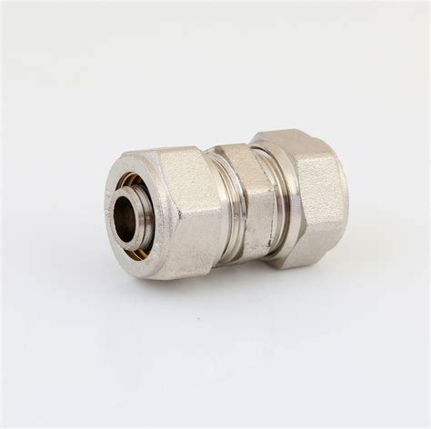 Pex Al Pex Pipe Fittings Brass Straight Nipple Double Compression 16mm