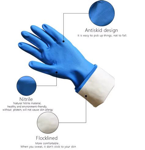 Flock Lined Chemical Resistant Nitrile Gloves Yuexiu Industrial