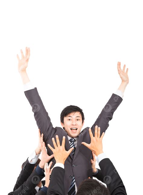 Successful Businessman Withbusiness Team Gesture Victory Man Gesture