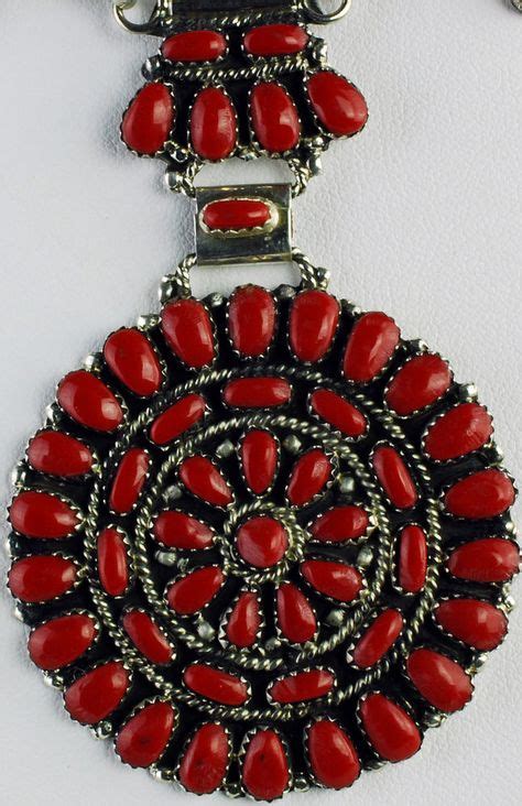 Navajo Sterling Silver Red Coral Cluster Necklace By Juliana Williams