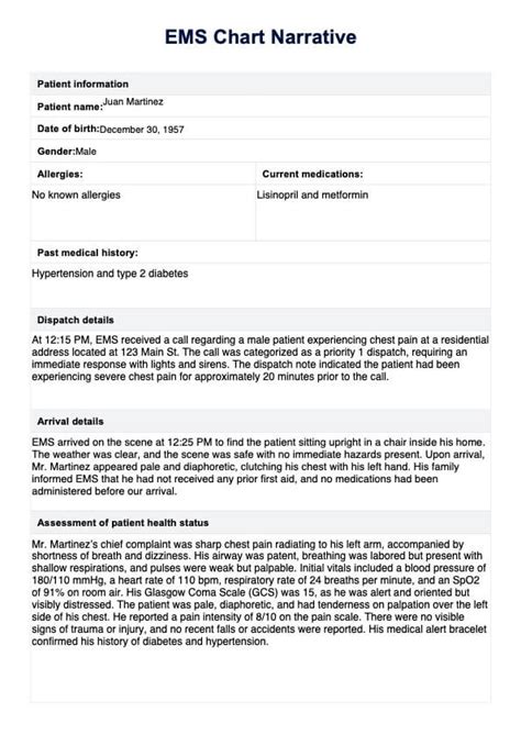 Ems Chart Narrative Template And Example Free Pdf Download
