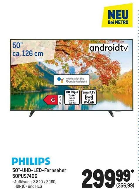 Philips 50"-uhd-led-fernseher 50pus7406 Angebot bei METRO - 1Prospekte.de