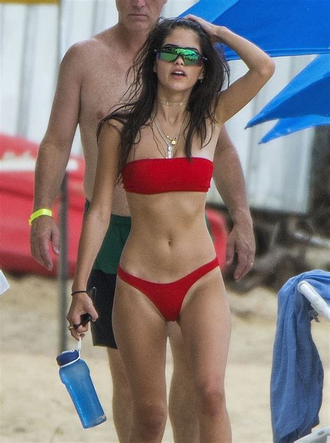 Kim Turnbull In A Red Bikini On The Beach In Barbados