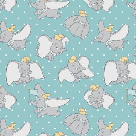 Light Blue Disney Dumbo Poses On Dots By Camelot Fabrics