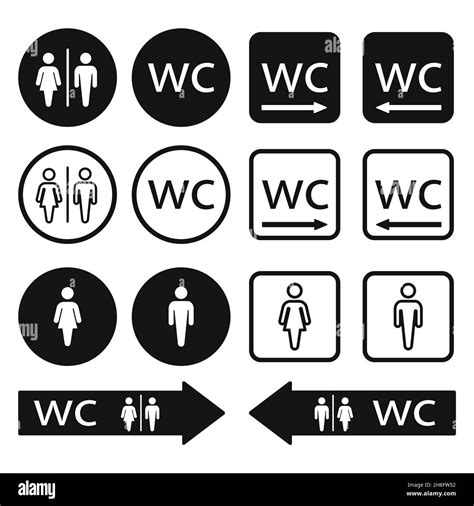 Wc Toilet Icons Set Men And Women Wc Signs For Restroom Wc Direction