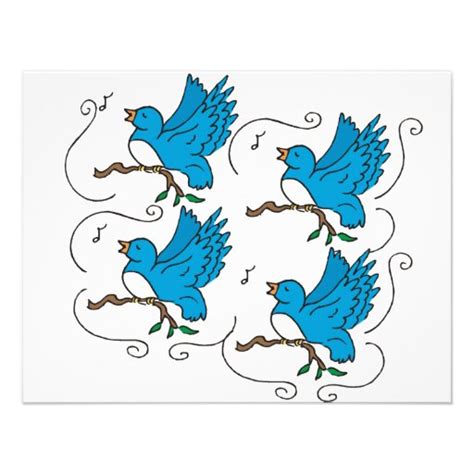 4 Calling Birds 4.25x5.5 Paper Invitation Card | Zazzle