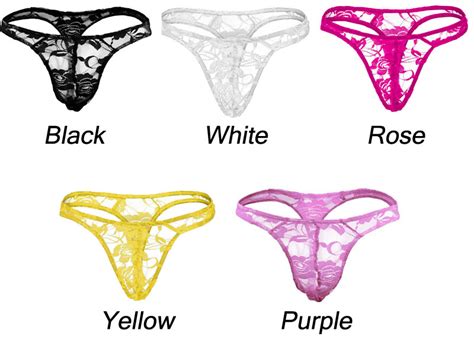 Sexy Hollow Flower Lace Lingerie Briefs Low Rise Breathable Underpants Sissy Underwear Men S G