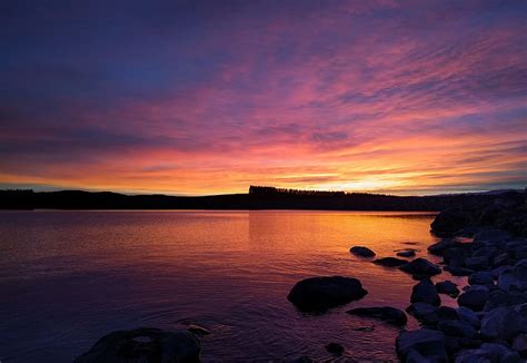 Hd Wallpaper Scenic View Of Lake During Dawn Backlit Beach Clouds