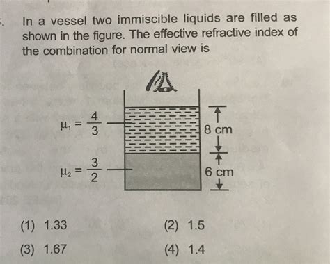 In A Vessel Two Immiscible Liquids Are Filled As Shown In The Figure