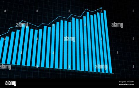 3D Rendering Of A Growing Line Graph Of A Digital Income Growth Chart