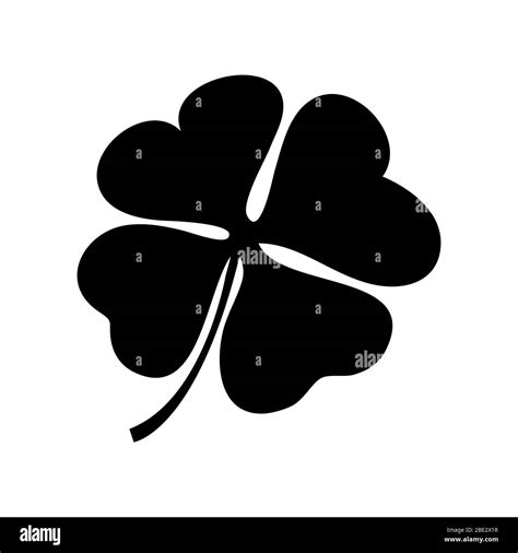 Four Leaf Clover Black And White Vector Illustration Irish Symbol St