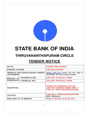 Fillable Online Tender For Shifting To Be Uploaded On Banks Fax