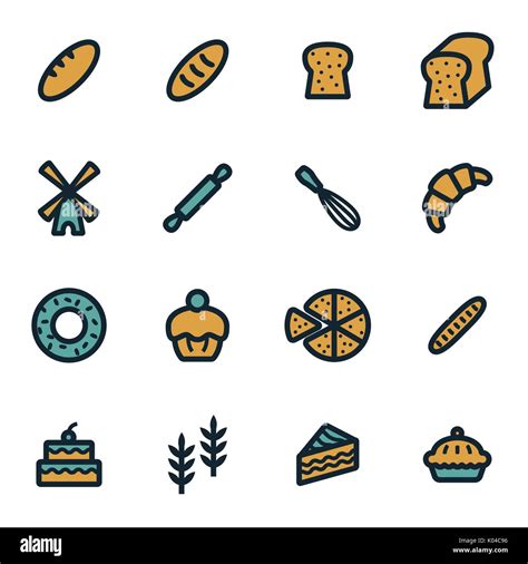 Vector Flat Bakery Icons Set On White Background Stock Vector Image