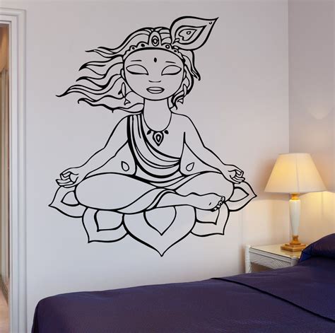 Wall Sticker Yoga Buddha Buddhism Om Zen Cool Art Bedroom Z2583