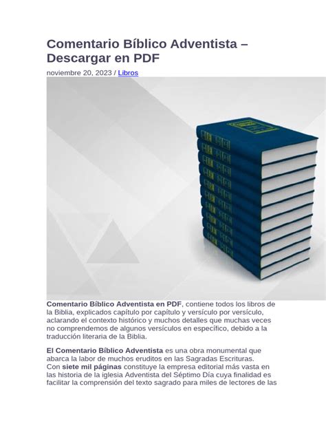 Comentario Biblico Pdf - Comentario Bíblico Adventista en PDF | PDF | Biblia | Iglesia ...