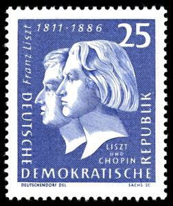 Stamp Liszt and Frédéric Chopin Germany Democratic Republic DDR