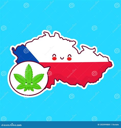 Cute Happy Funny Czech Republic Map And Flag Stock Vector