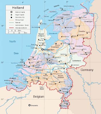 Maps of Netherlands Holland,Cities,Tourist: Map of Holland on Europe Area