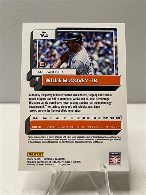 Donruss Baseball Willie Mccovey Red Parallel San Fran