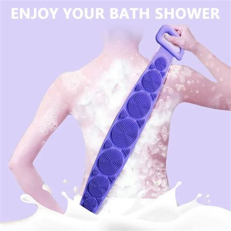 Back Scrubber Silicon Bath Body Brush For Shower Extra Long Double